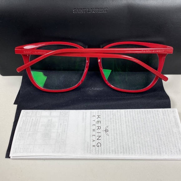 Saint Laurent Red Oversized Logo Frames High End Non Scratch Lenses Eyeglasses - Picture 7 of 14